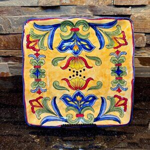 Talavera blue and yellow 9 inch decorative plate